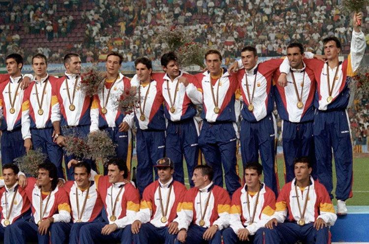 Emilio Amavisca con la selección de fútbol en los Juegos Olímpicos de Barcelona 92