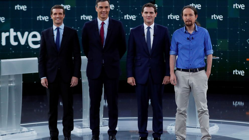 Mentiras y verdades del primer debate entre Sánchez, Casado, Iglesias y Rivera