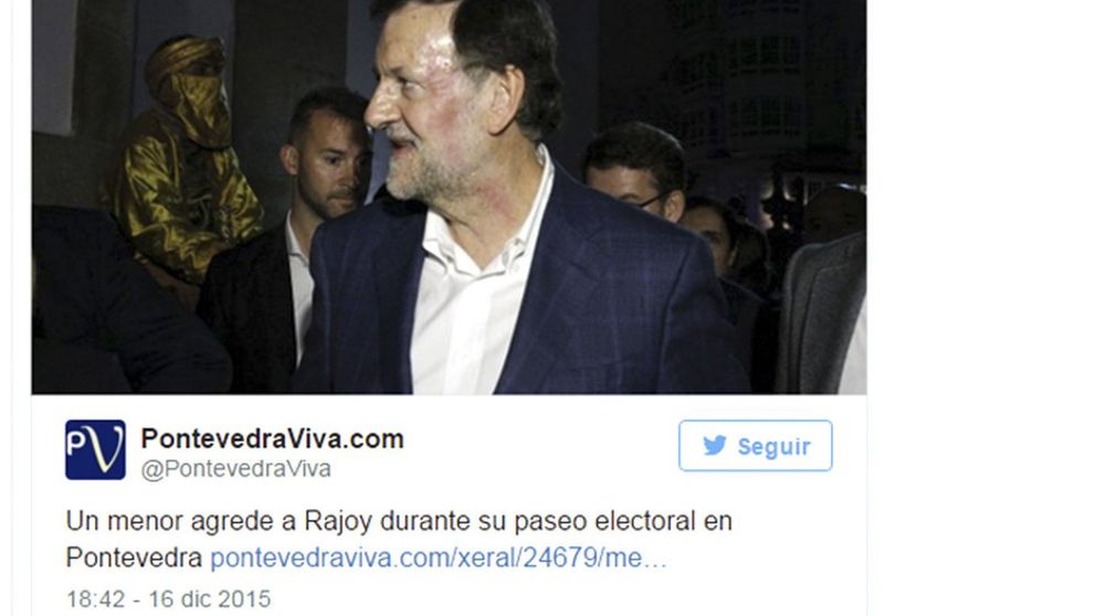 En imágenes: Mariano Rajoy antes y después de ser golpeado en Pontevedra