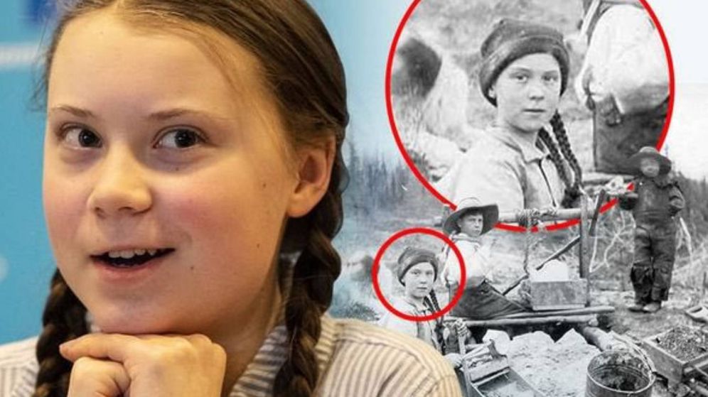 Foto: La foto que se ha hecho viral: Greta Thunberg y su doble de hace 120 años (Foto: Twitter)