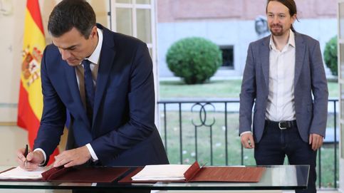 La firma del acuerdo entre Sánchez e Iglesias para los Presupuestos, en imágenes