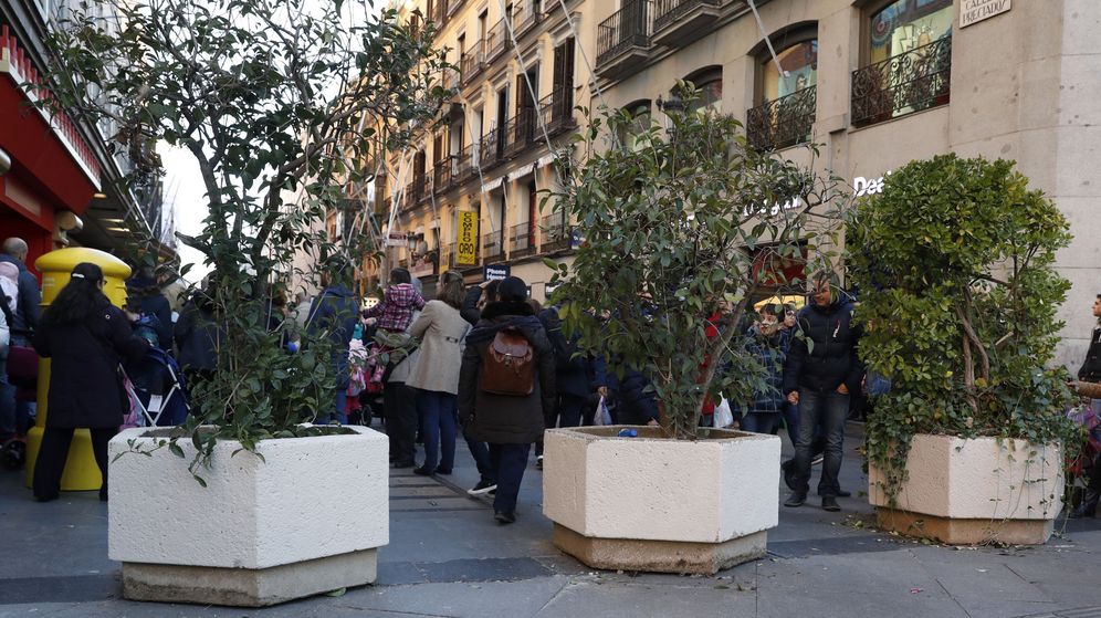 Foto: Maceteros en la calle de Preciados de Madrid las pasadas Navidades (EFE)