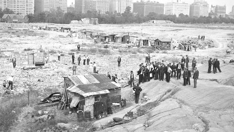 Foto: Chabolas en Nueva York durante la Gran Depresión.