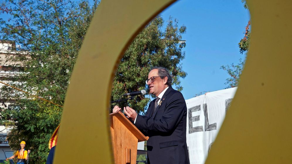 Foto: El president de la Generalitat, Quim Torra, durante el homenaje del 1-O. (EFE)