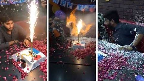 Termina envuelto en llamas por las velas de su tarta de cumpleaños