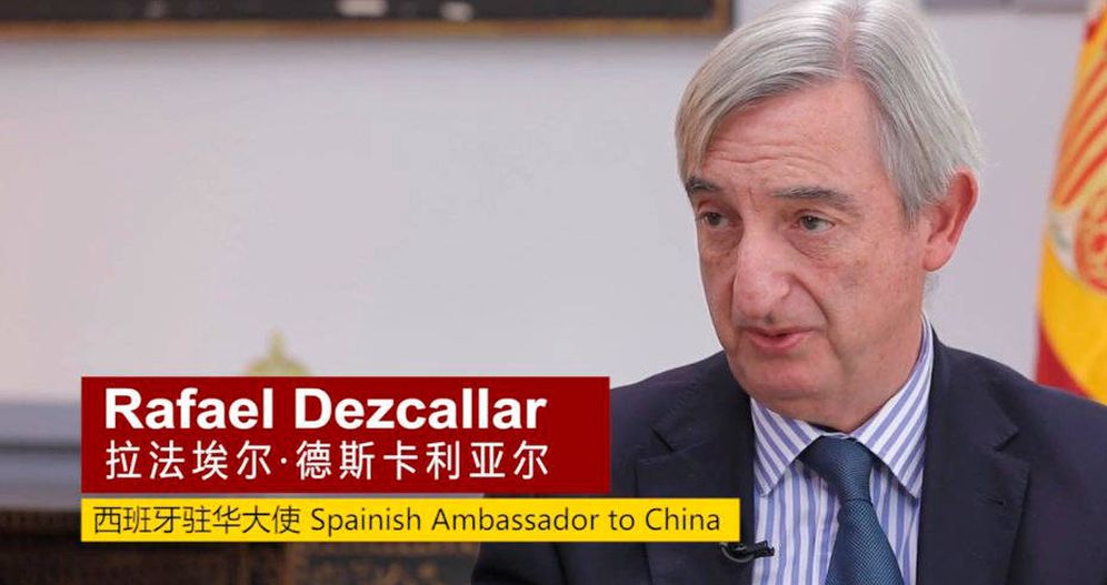 Foto: El embajador de España en China, Rafael Dezcallar, en una intervención. 