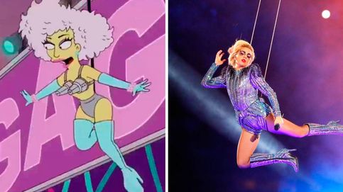 Lady Gaga, representada en un episodio de 'Los Simpson' y durante su actuación en la Super Bowl. 