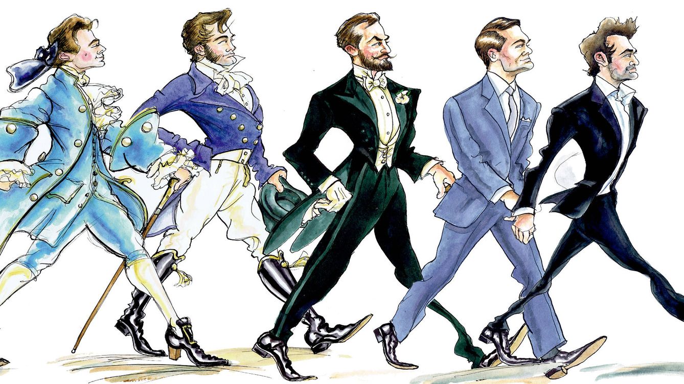 Foto: Representación estética de cómo ha evolucionado el gentleman en los cinco últimos siglos. (Ilustración: Chris Burke)
