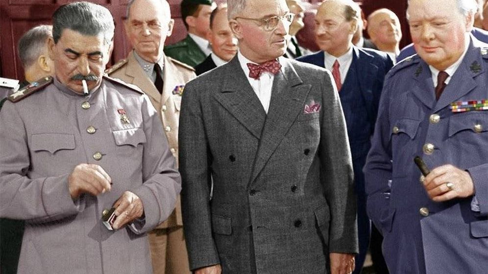 Foto: Stalin, Truman y Churchill en Potsdam.
