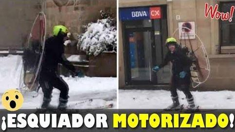 Un esquiador 'a motor': así recorrió un vecino de Lleida las calles de la ciudad durante el temporal