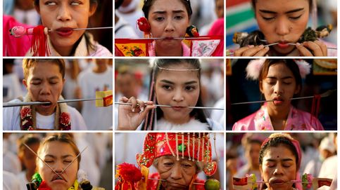 Piercings y autolesiones en el festival vegetariano de Tailandia 