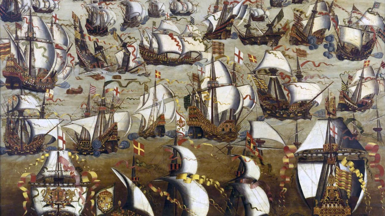Foto: La batalla entre la armada española y la flota inglesa en agosto de 1588.