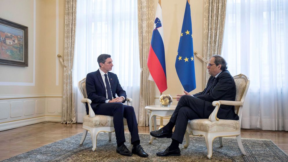 Foto: El presidente de la Generalitat, Quim Torra,durante la reuniÃ³n con el presidente de Eslovenia, Borut Pahor. (EFE)