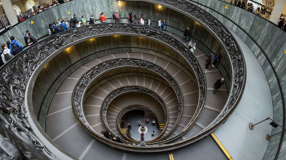 Foto: La escalera de Bramante, en los Museos Vaticanos