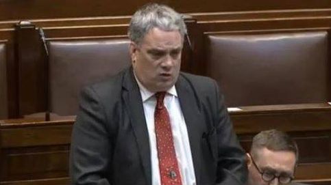 Villancicos en la corbata de un diputado en el Parlamento irlandés