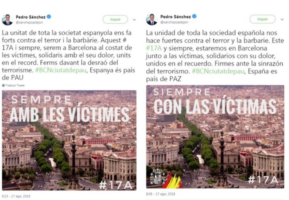 Foto: Los dos primeros tuits de Pedro Sánchez