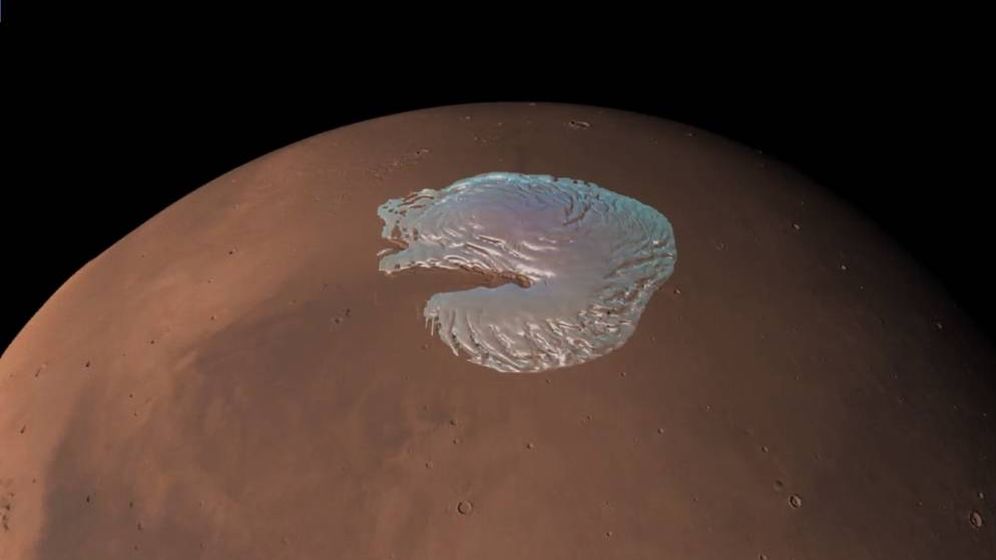 Foto: Caltech podría haber resuelto el misterio del polo de Marte: un milenario depósito de CO2. (ESA)