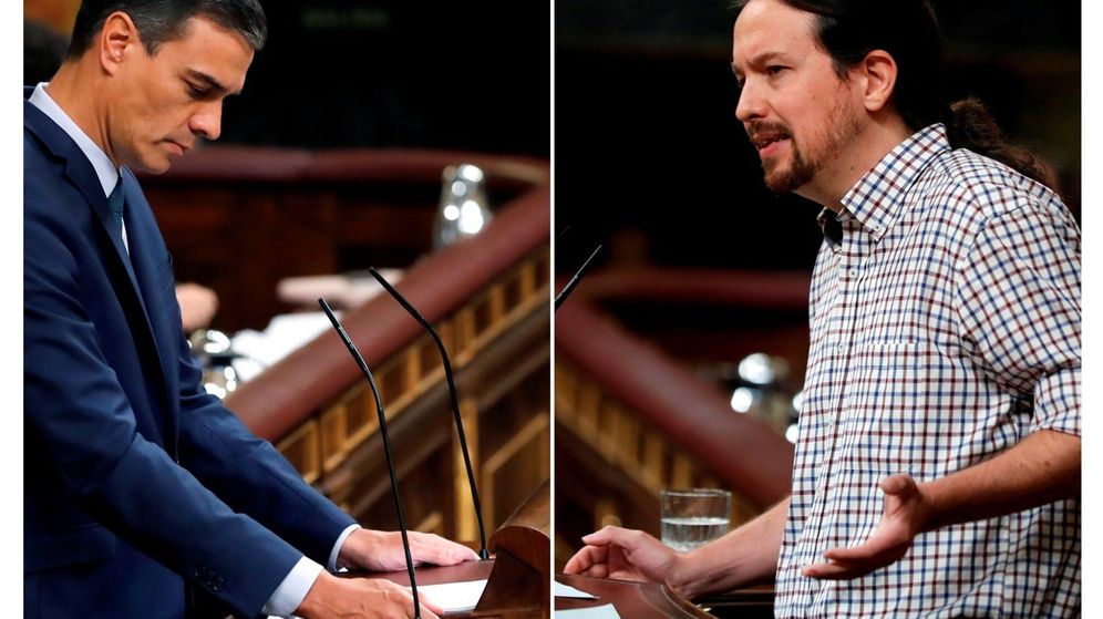 Foto: Pedro SÃ¡nchez y Pablo Iglesias durante el debate de investidura. (EFE)