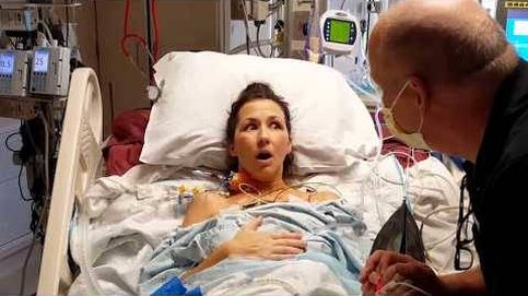 La reacción de una mujer al respirar por primera vez tras un trasplante de pulmón