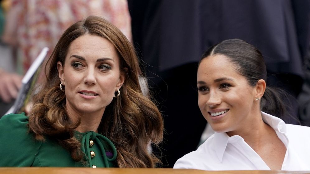 Foto: Meghan y Kate, durante la final de Wimbledon de 2019. (Getty)