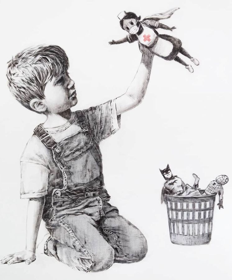 El artista Banksy envía a un hospital de UK su homenaje a los ...