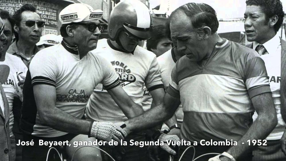 Foto: José Beyaert, tras ganar en 1952 la segunda Vuelta a Colombia.