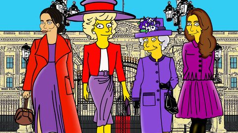 Los Simpson conquistan Windsor: Meghan, Kate, Isabel y Lady Di, en amarillo